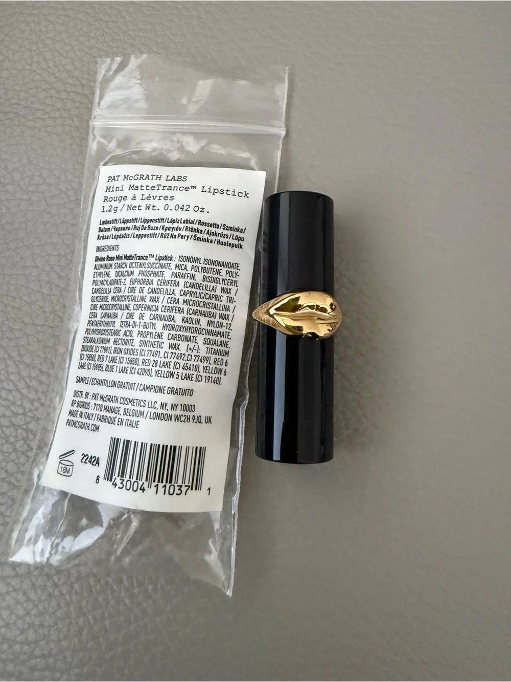 NEW TWO Pat McGrath Labs Mini MatteTrance Lipstick – Black with Gold Accent